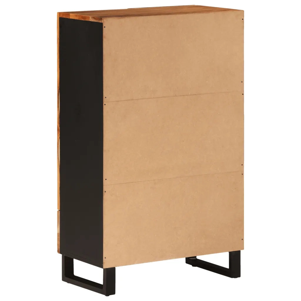 Credenza con Cassetto 60x33x100cm Legno Massello Acacia e Ferro