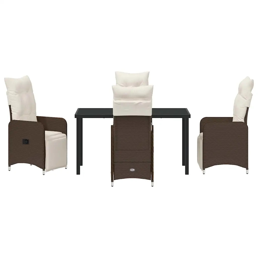 Set da Pranzo per Giardino con cuscino 5 pcs Marrone polyrattan