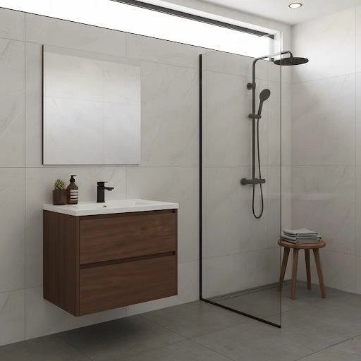 Composizione mobile bagno sospeso con cassetti cm 70 mod. ELEGANCE - Noce