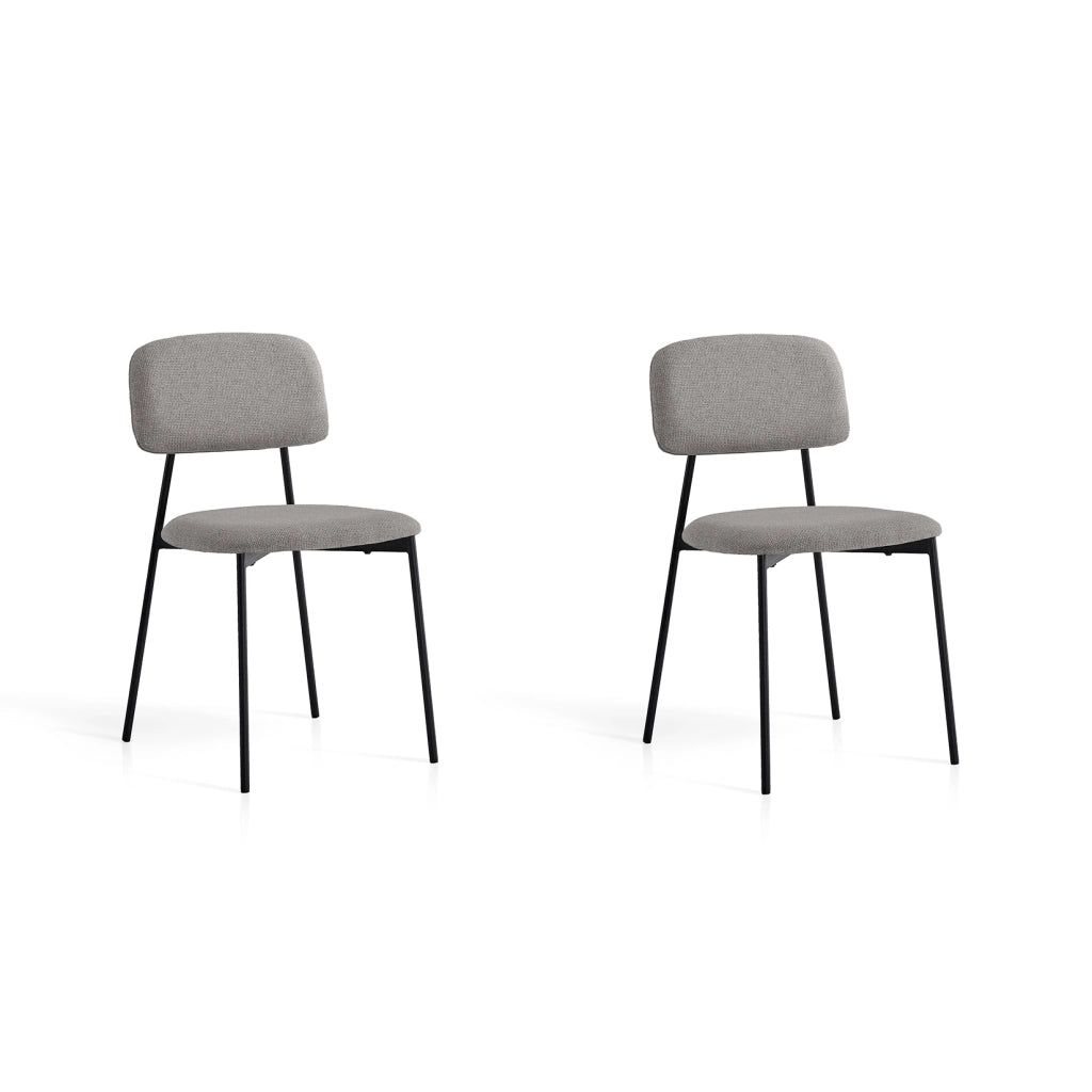Set 2 sedie da pranzo Hispanohogar ferro e tessuto grigio 80×46×50 cm