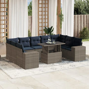 Set Divani da Giardino 10 pz con Cuscini Grigio in Polyrattan 3269371