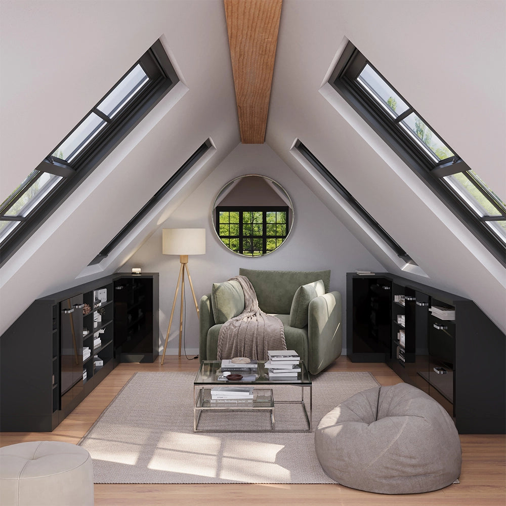 Mobile sottotetto Mobile angolare Rion Nero lucido/Antracite 75.6 x 83.8 cm con 1 porta Vicco