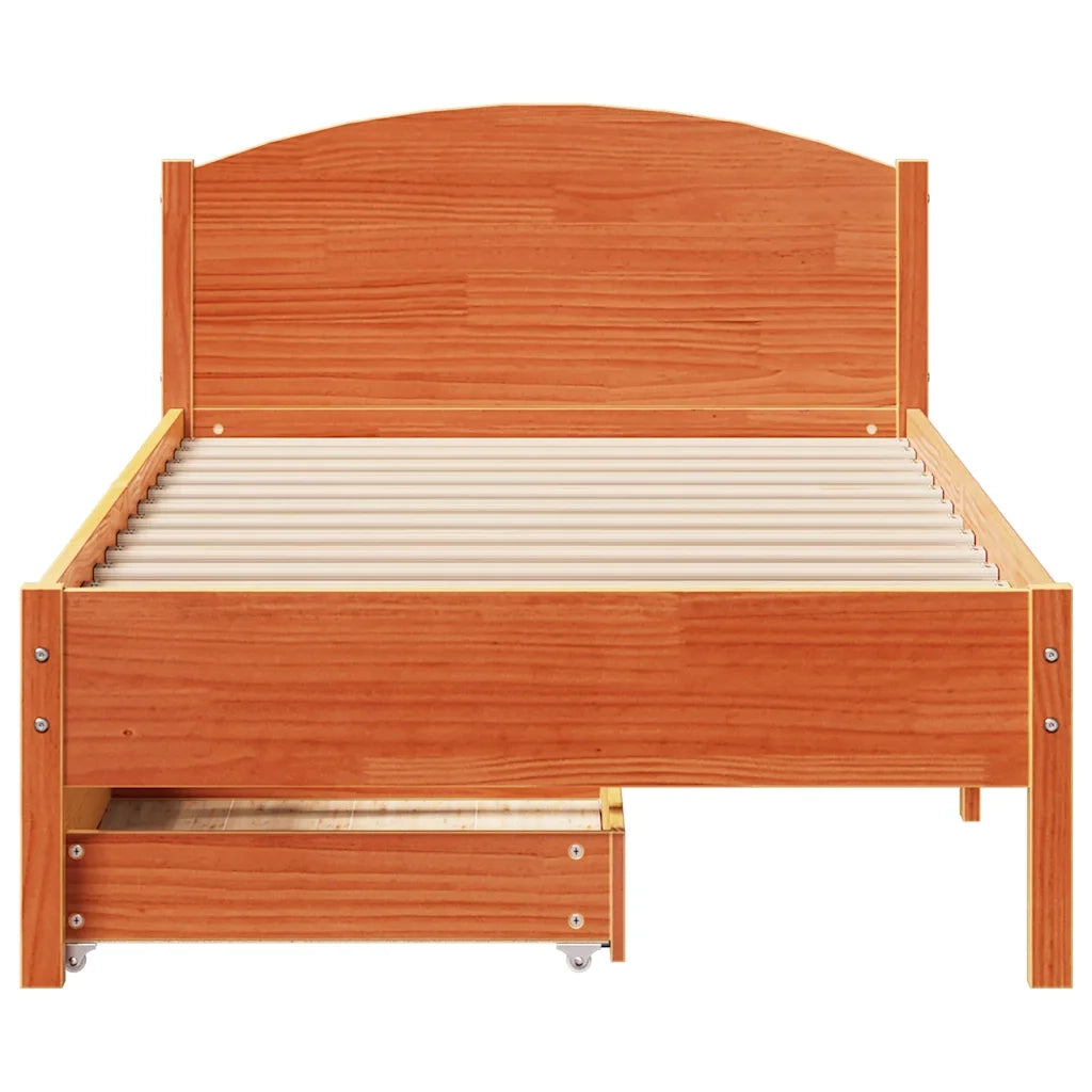 Letto senza Materasso Marrone Cera 90x190 cm in Legno di Pino