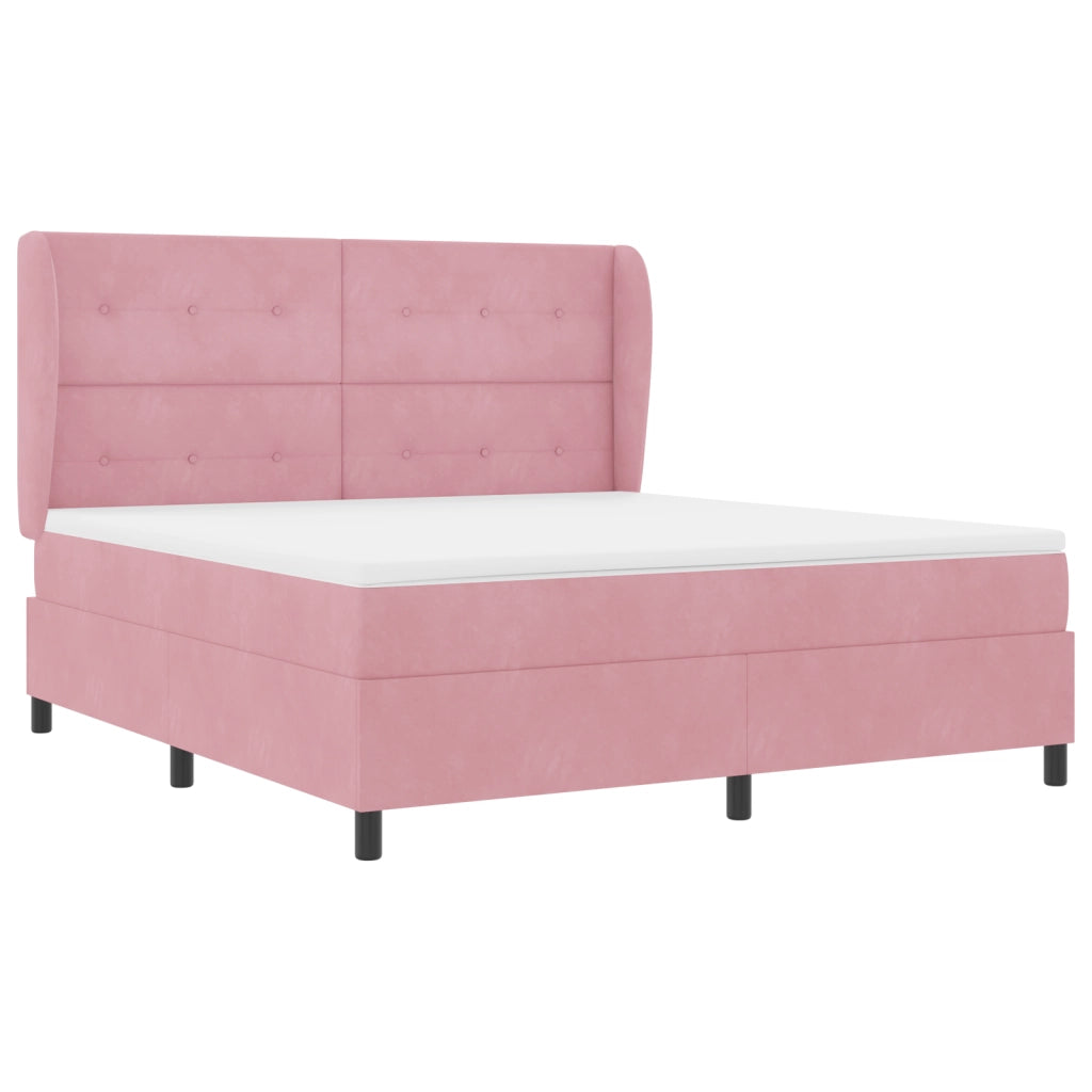 Letto Box Spring con Materasso Rosa 180x200 cm Velluto