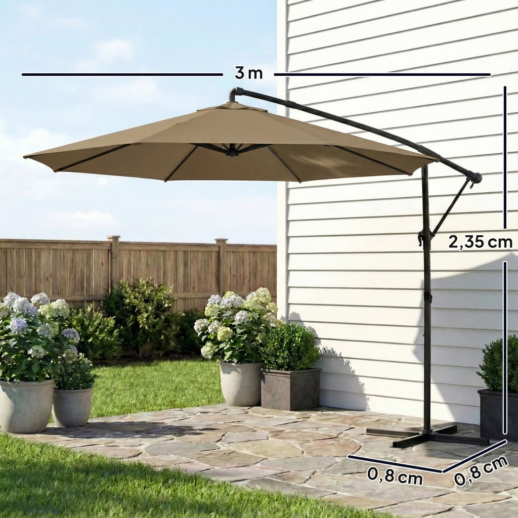 Ombrellone da giardino inclinabile rotondo 3 m ¨C zephmum ¨C kaki