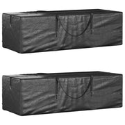 Borse Porta Cuscini Giardino 2pz Nere 135x40x55 cm Polietilenecod mxl 100351