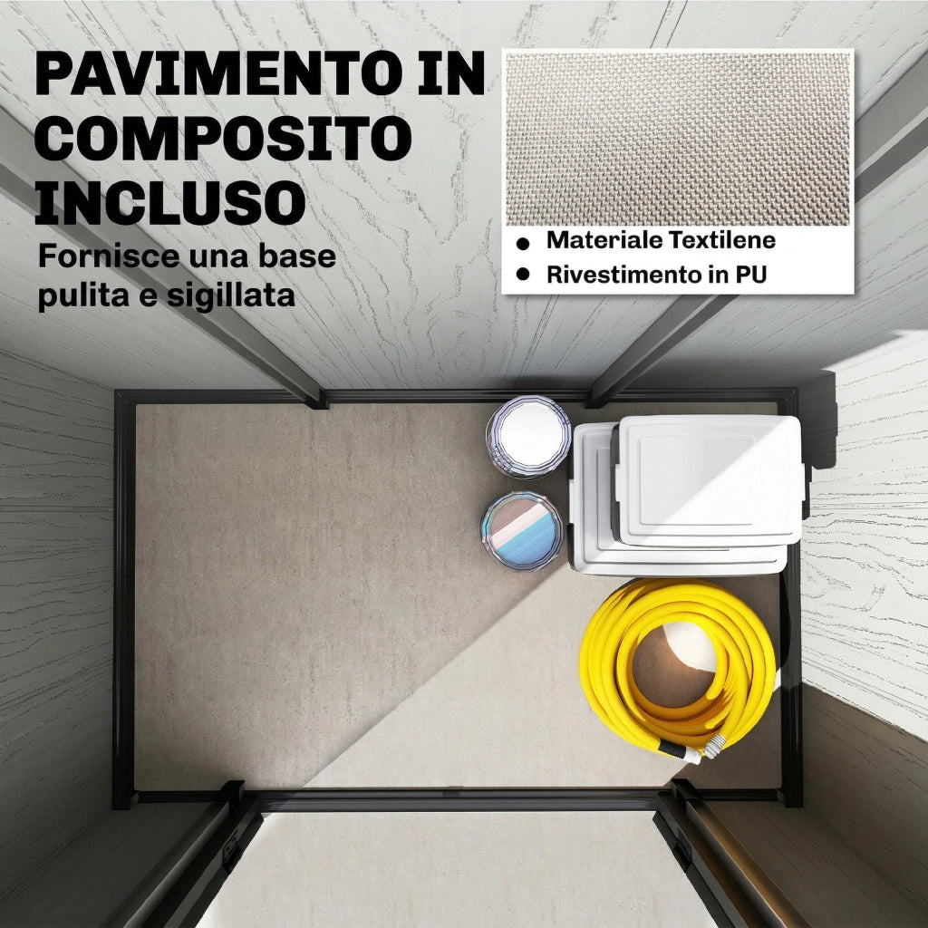Capanno Box da Giardino 160x98x217 cm Doppie Porte Bloccabili in Plastica Grigio