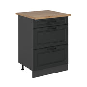 Vicco Mobiletto base per cucina Antracite casa di campagna 60 cm con cassetti, PL Rovere