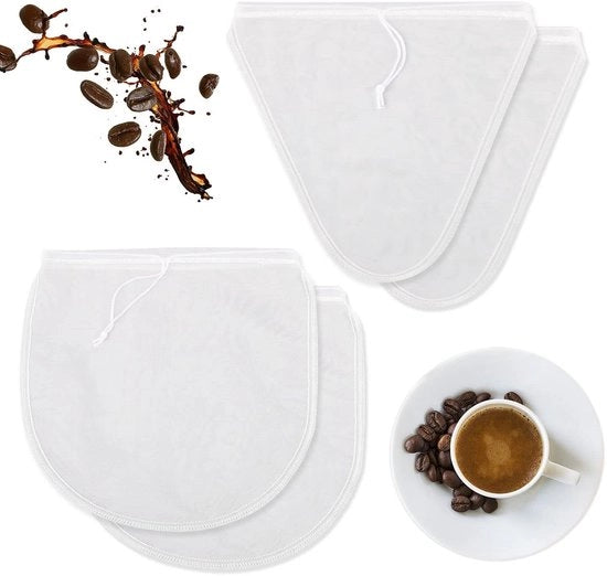 Sacca per la separazione, filtro in nylon riciclabile con cordino per il filtraggio di latte di mandorla/latticello di soia/latticello/melanzane/café/succo/vino (30 x 30 cm)