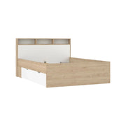 Letto piazza e mezza Jean, Sommier per camera da letto, Giroletto per stanza, Struttura porta materasso, 206x150 h97 cm, Rovere e Bianco