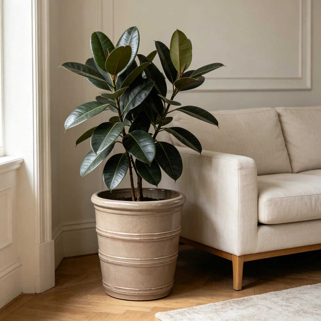 VASO IN CERAMICA 40,5 cm Taupe lucido per piante da interno e giardino