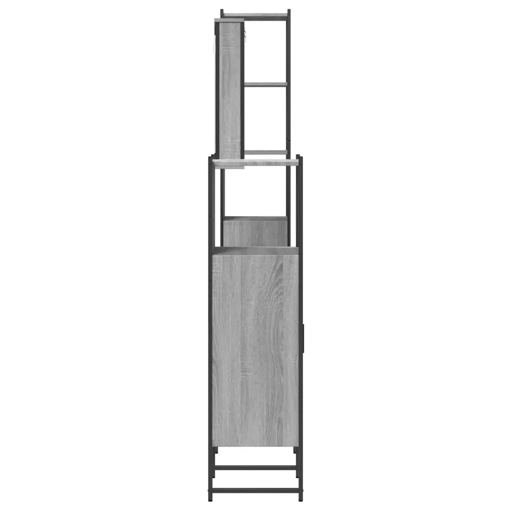Set Mobili da Bagno | Armadio da bagno 4 pz Grigio Sonoma in Legno Multistrato