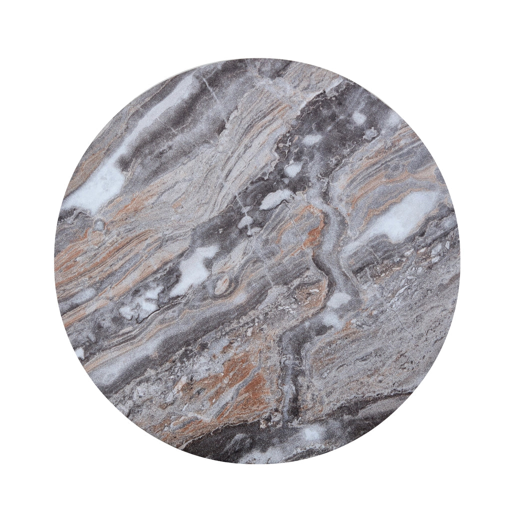 TAVOLINO Basso Rotondo 30x55 cm MDF Grigio Effetto Marmo