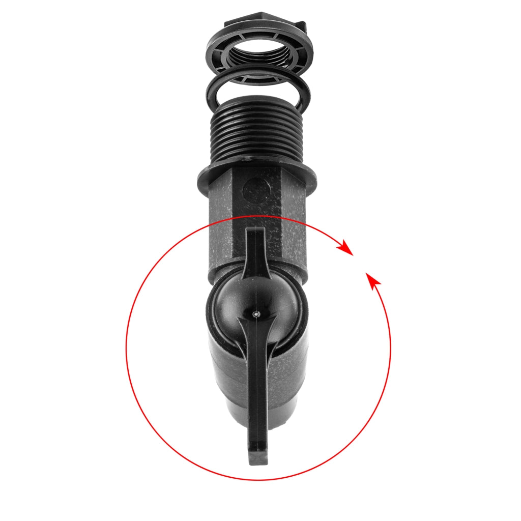 Rubinetto da giardino KADAX 3/4 per serbatoio di acqua piovana con valvola a barilotto.
