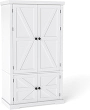 Credenza Cucina, Armadio a 4 ante in legno con 6 ripiani su porte, 2 ripiani regolabili e 1 armadio, credenza Sala da pranzo salvaspazio per soggiorno, cucina, 76,5 x 40 x 139 cm