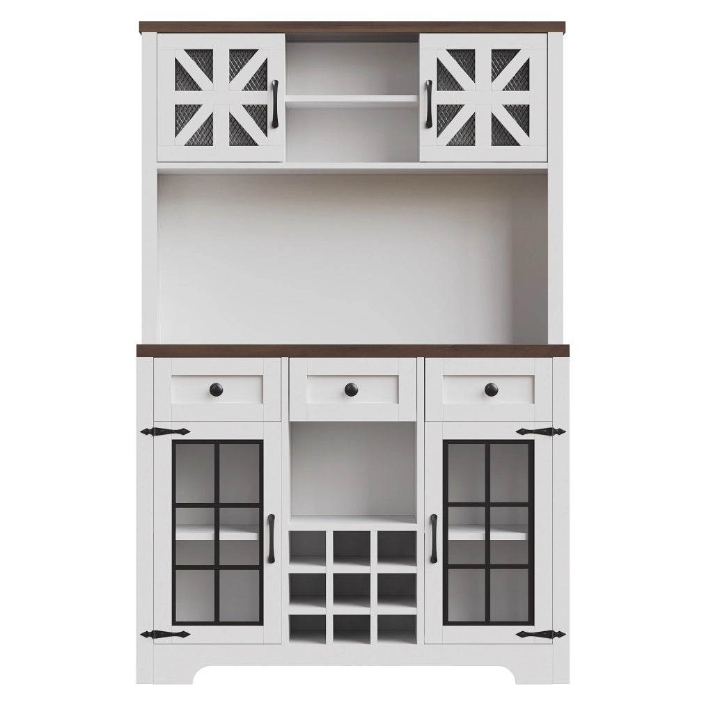 Credenza alta 120x40x180 cm con illuminazione LED; ripiani regolabili in MDF e vetro bianco