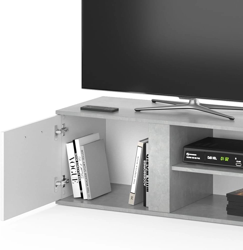 Mobile tv Novelli, Calcestruzzo, 155 x 41 cm, per l'utilizzo come mobile TV con più ripiani
