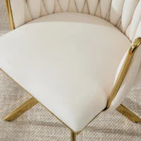 Set da 2 Sedie Girevoli a 180° con Supporto Lombare Ergonomico e Rivestimento Effetto Velluto, 56x50x70 cm, Avorio