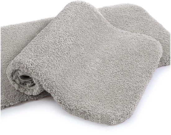 Matrice antiscivolo, 2-pack, matrice, matrice in gommapiuma, matrice morbida, matrice microfibra impermeabile, superassorbente, lavabile in lavatrice, asciuga velocemente - 50 x 80 cm (grigio chiaro)