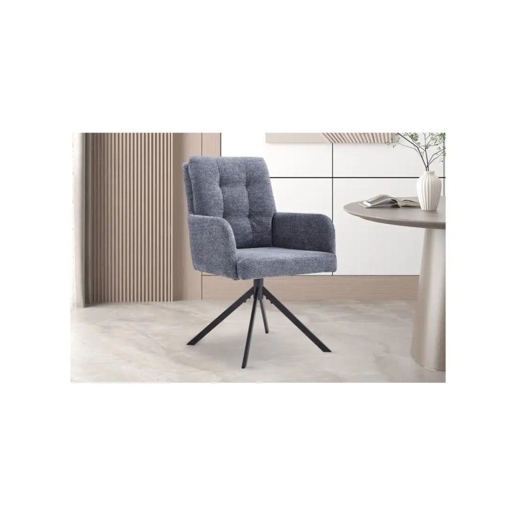 Sedia girevole PLUMO – Tessuto grigio scuro – L50 x H85 x P62 cm