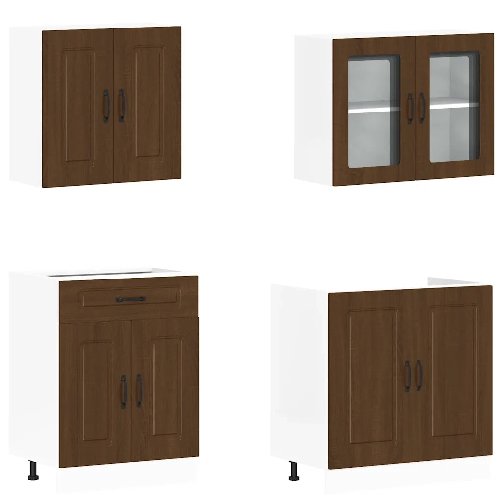 Set Mobili da Cucina 4 pz Kalmar Rovere Marrone in Truciolato