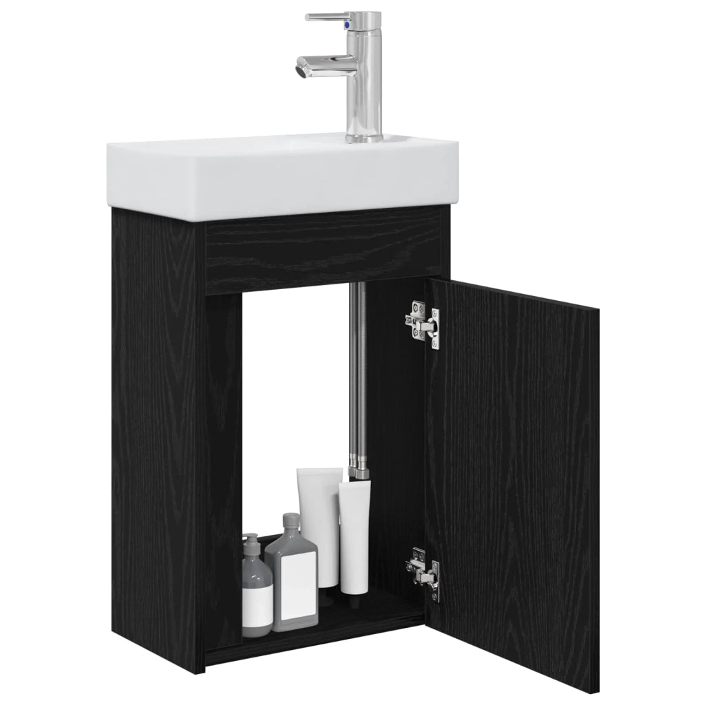 Mobile bagno con rubinetto Rovere Nero 40,5 x 22,5 x 62 cm 889522