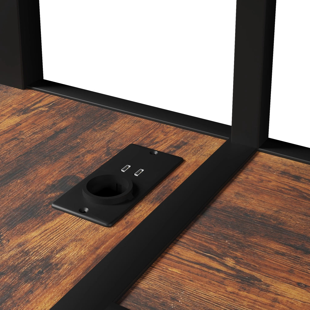 Letto a soppalco 90x200 cm con scrivania; LED e presa in MDF e metallo nero