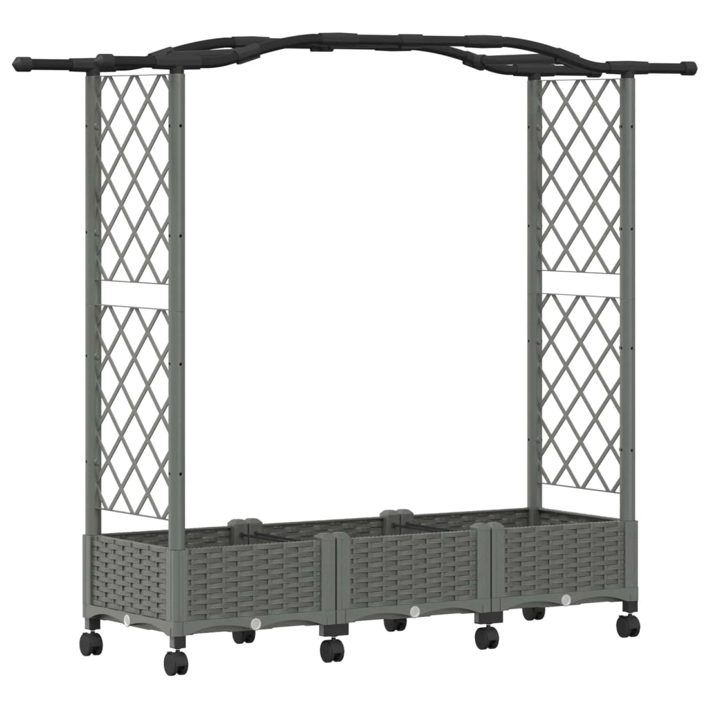Letto Rialzato con Griglia e Tetto Grigio Chiaro PP 3423099