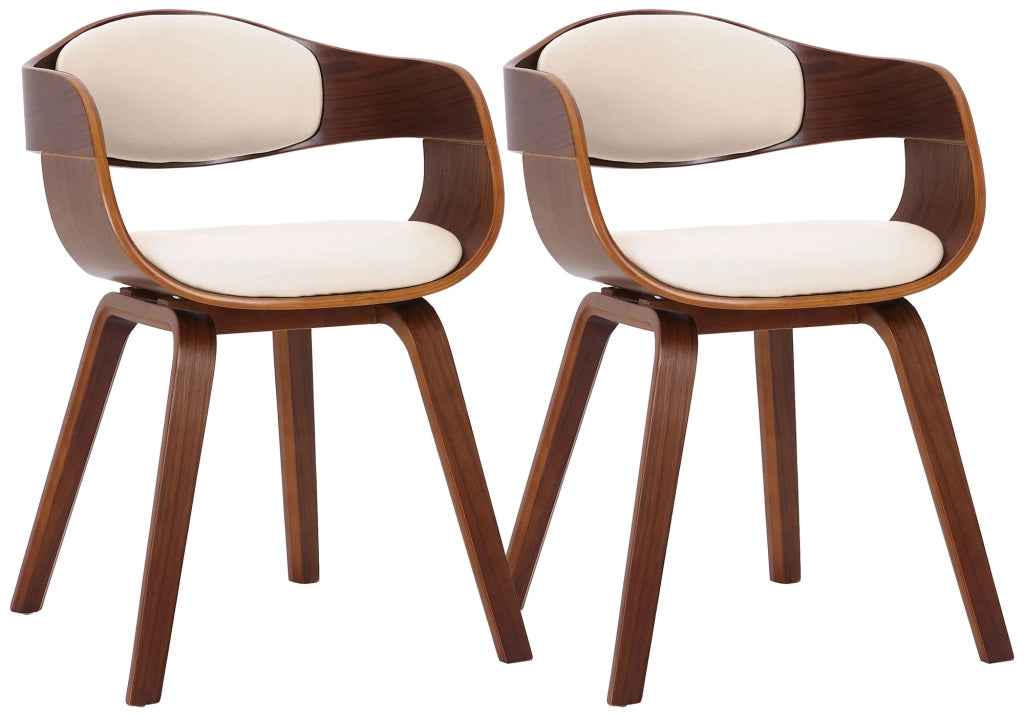 Set di 2 sedie Kingston in finta pelle Noce/crema