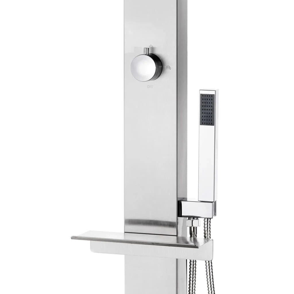 Doccia da giardino con base 225 cm acciaio inox marrone 02_0042052