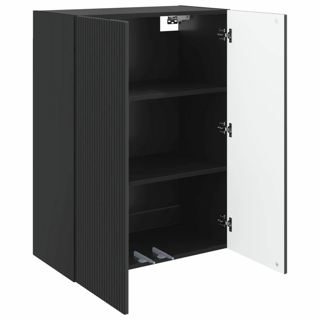 Mobiletto a muro Nero 66 x 34,5 x 90 cm Legno ingegnerizzato 898396