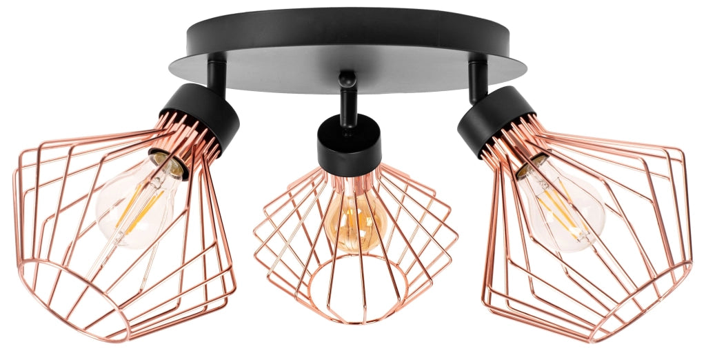 Lampada Da Soffitto A Soppalco Tripla In Metallo Rosa Nera APP536-3C