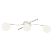 Plafoniera 3 Luci Hel In Accciaio Bianco E Sfere In Vetro Bianco
