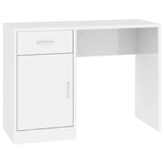 Scrivania tavolo postazione di lavoro scrivania per computer mobile da studio con cassetto e mobiletto finitura lucida 100 x 40 x 73 cm bianco 02_0023450