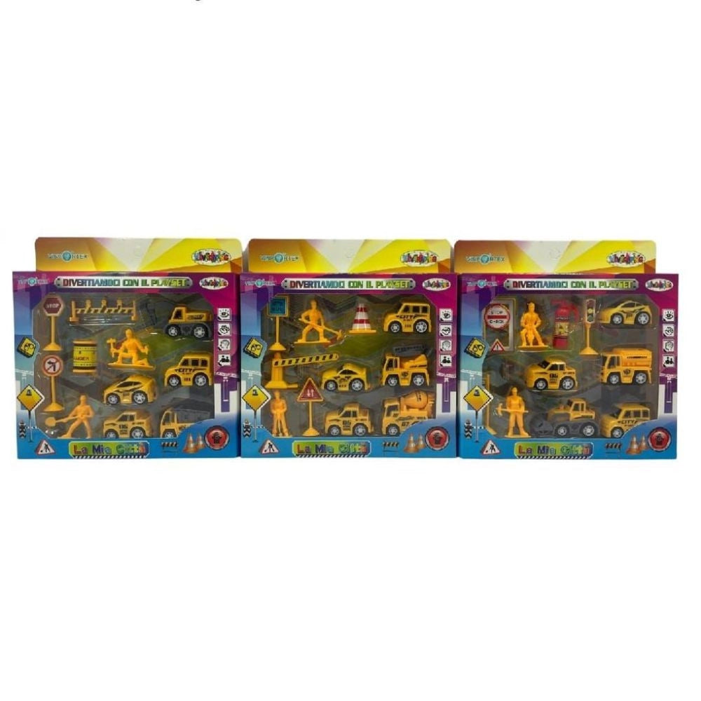 Trade Shop - Playset Costruzioni La Mia Città Con Assortimento Di Personaggi Veicoli Segnali -