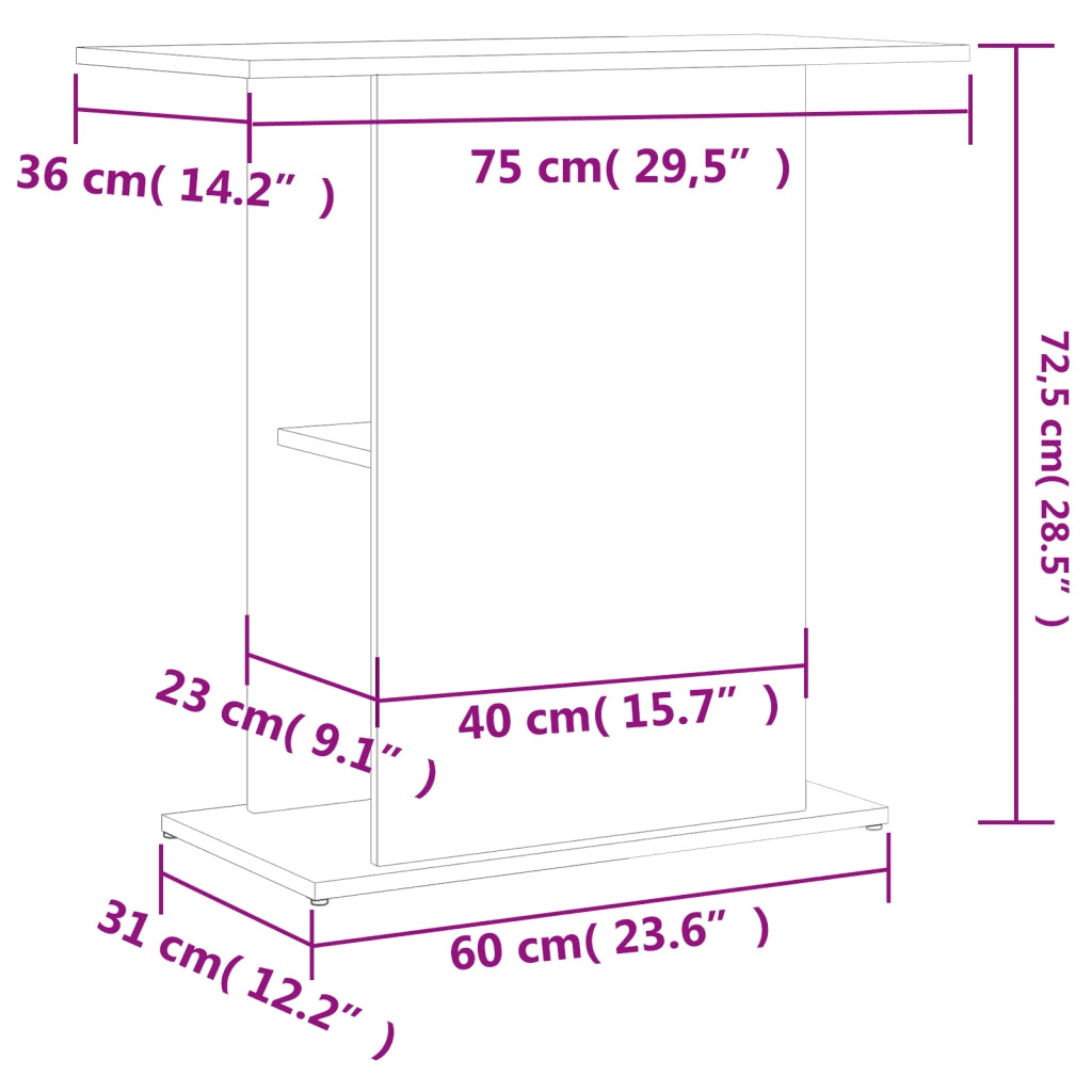 Supporto Acquario 75x36x72,5 cm Legno Multistrato Rovere Fumo 833652