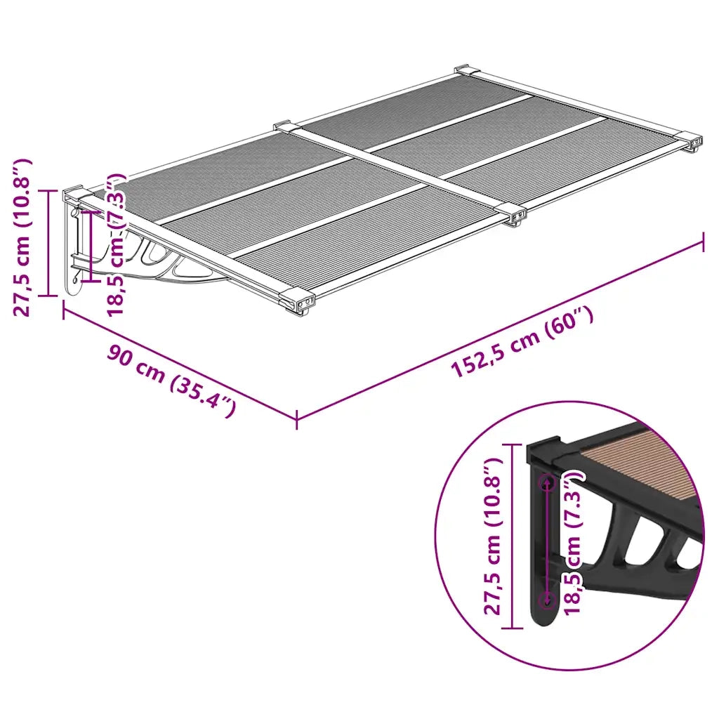 Tettoia per Porta Nera 152,5x90 cm in Policarbonato CFW2752600