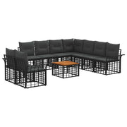 Set di divani da esterno 10 pcs Nero e Grigio scuro Poliestere