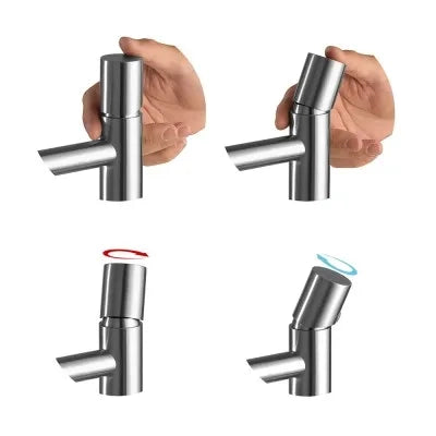 Set miscelatori lavabo e bidet satinato senza leva in acciaio inox Gemini