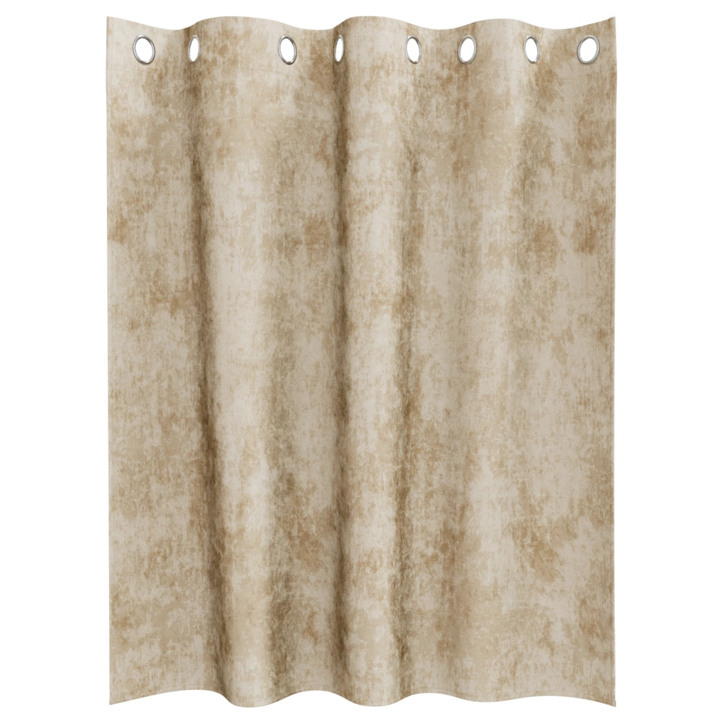 Tende di velluto 2 pz con occhielli panna 140x140 cm