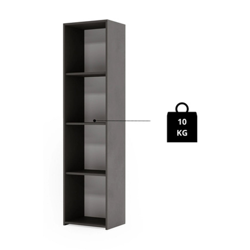 Libreria a colonna LONI 160x40 cm grigia con 4 ripiani a giorno