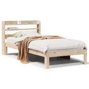 Letto singolo | Letto per adulti | Giroletto con Testiera 90x200 cm in Legno Massello di Pino