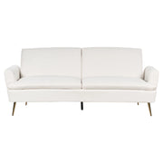 Divano Letto Velluto Bianco Sporco 3 Posti Click Clack Gambe In Metallo Dorato