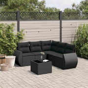 Set Divano da Giardino 6 pz con Cuscini Nero in Polyrattan 3221354