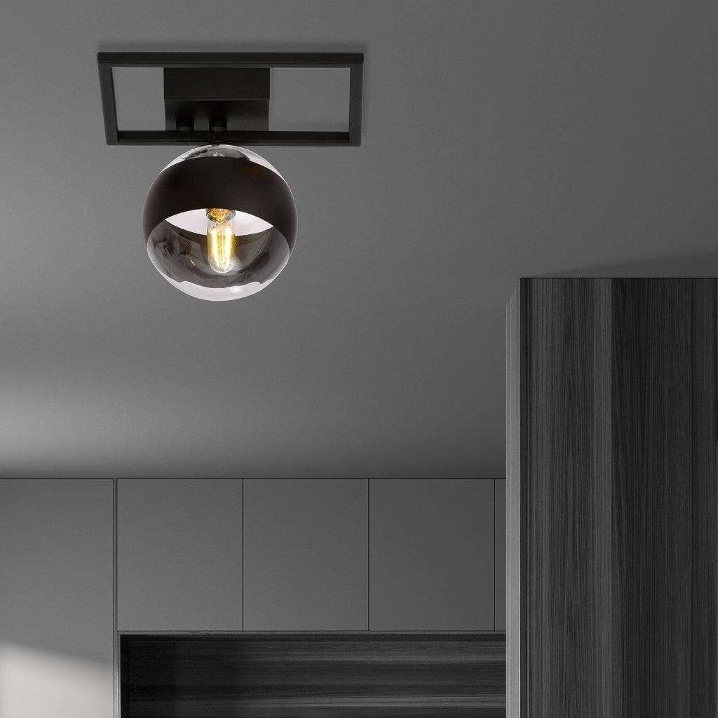 Plafoniera Moderna Andromeda Acciaio Nero Luce E14 Ip20