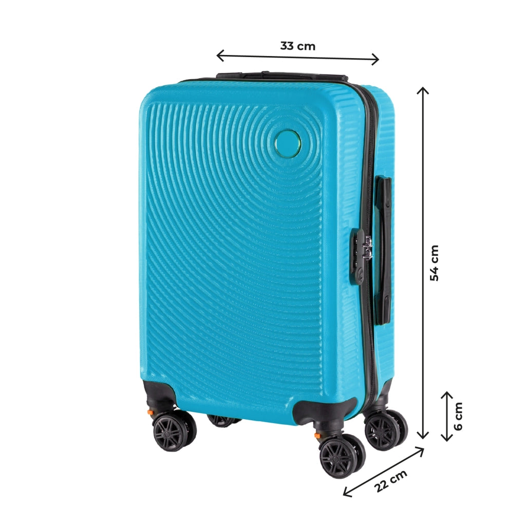 Trolley Bagaglio Mano Rigido 54x33x22 Piccolo Ultraleggero Valigia In Abs Con 4 Ruote Rimovibili Manico Chiusura Di Sicurezza Per Compagnie Low Cost Economy Zaino Da Viaggio Turchese