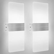 Lampada da Parete a Led Moderna 12 W Bianco Gelido 6500 K - Illuminazione da Parete in Acrilico - 2 Pezzi - Per Soggiorno, Camera da Letto e Corridori