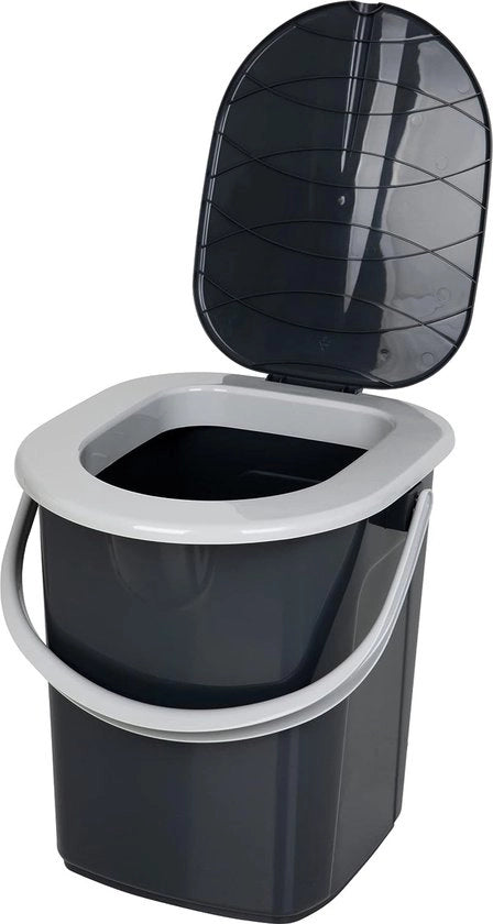Camping Toilet Mobili Ecologico 22 litri con Massima Capacità di Carico 120 kg - 100% Materiale Riciclato PP, Antracite Ecologico, Misura Unica