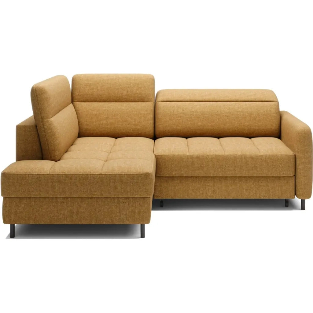 Divano angolare sinistro trasformabile BARNEA 208 cm camel con contenitore