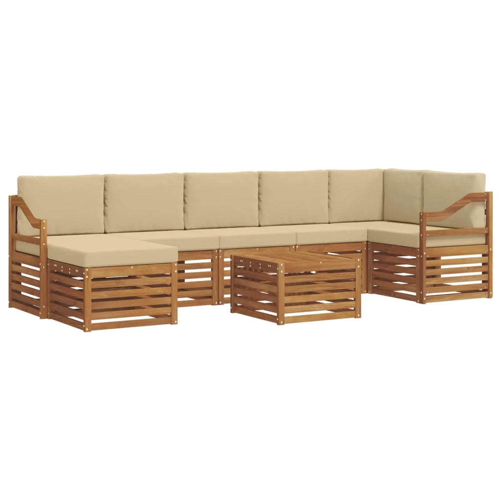 Set di divani da esterno con cuscino 8 pcs Naturale e Beige